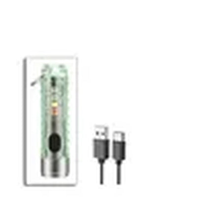 Compact magnet multifunction warning camping flashlight with USB charging cable and magnetic tail emergency light