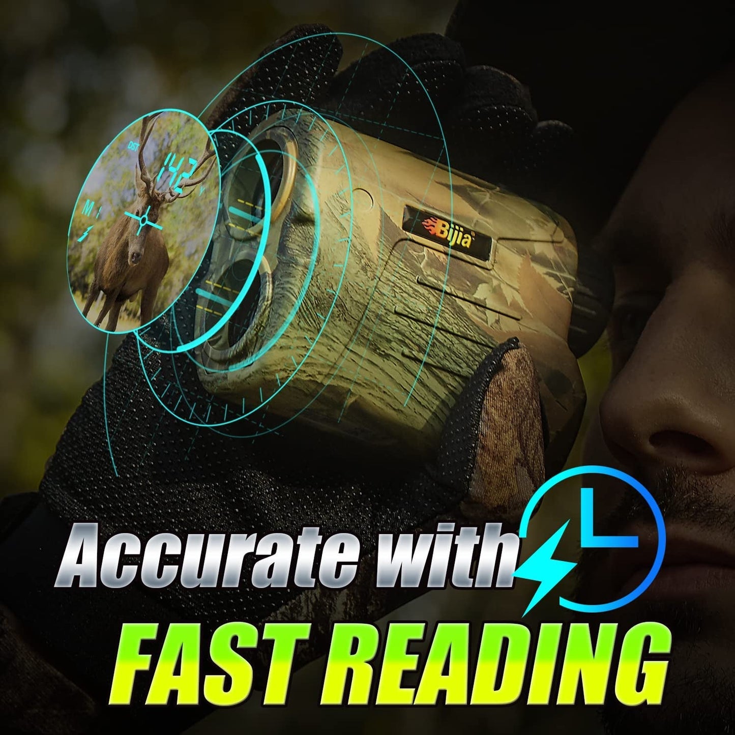 Hunting rangefinder with 6X magnification, 650/1200 yards multifunction laser for hunting, shooting, golf, camping, featuring slope correction and fast, accurate readings