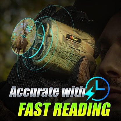 Hunting rangefinder with 6X magnification, 650/1200 yards multifunction laser for hunting, shooting, golf, camping, featuring slope correction and fast, accurate readings