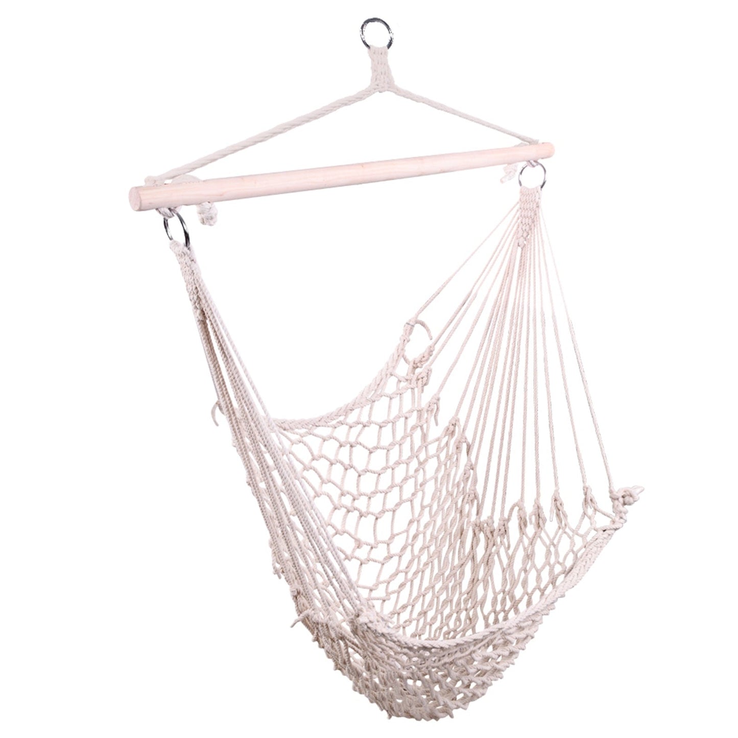 SolunaWeave™ – Cotton Rope Hanging Chair (Beige)