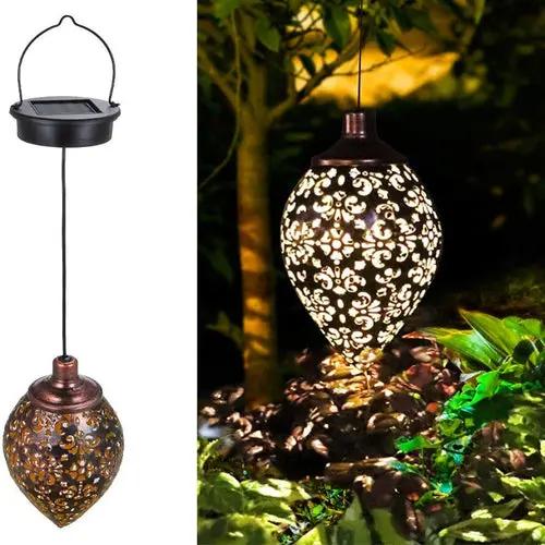 Solar Light LED Lantern Garland Waterproof Hanging Outdoor Fairy Light Pink Iolaus
