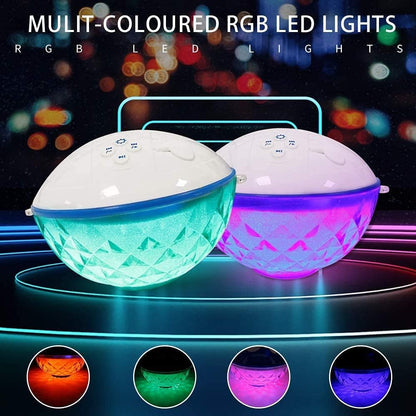 Floating pool Bluetooth speakers with colorful RGB LED lights and waterproof design