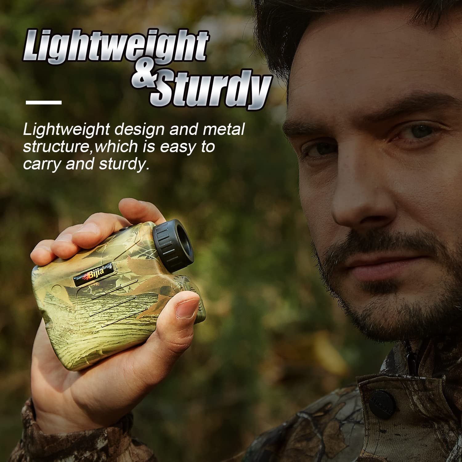 Lightweight sturdy hunting rangefinder handheld with camouflage design for accurate distance measurement outdoors