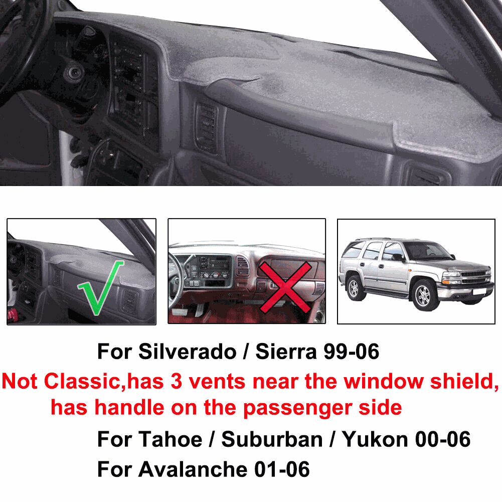Car Dash Cover Mat Dashboard Pad for Chevy Silverado 1500 2500 Tahoe