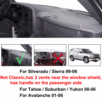 Car Dash Cover Mat Dashboard Pad for Chevy Silverado 1500 2500 Tahoe