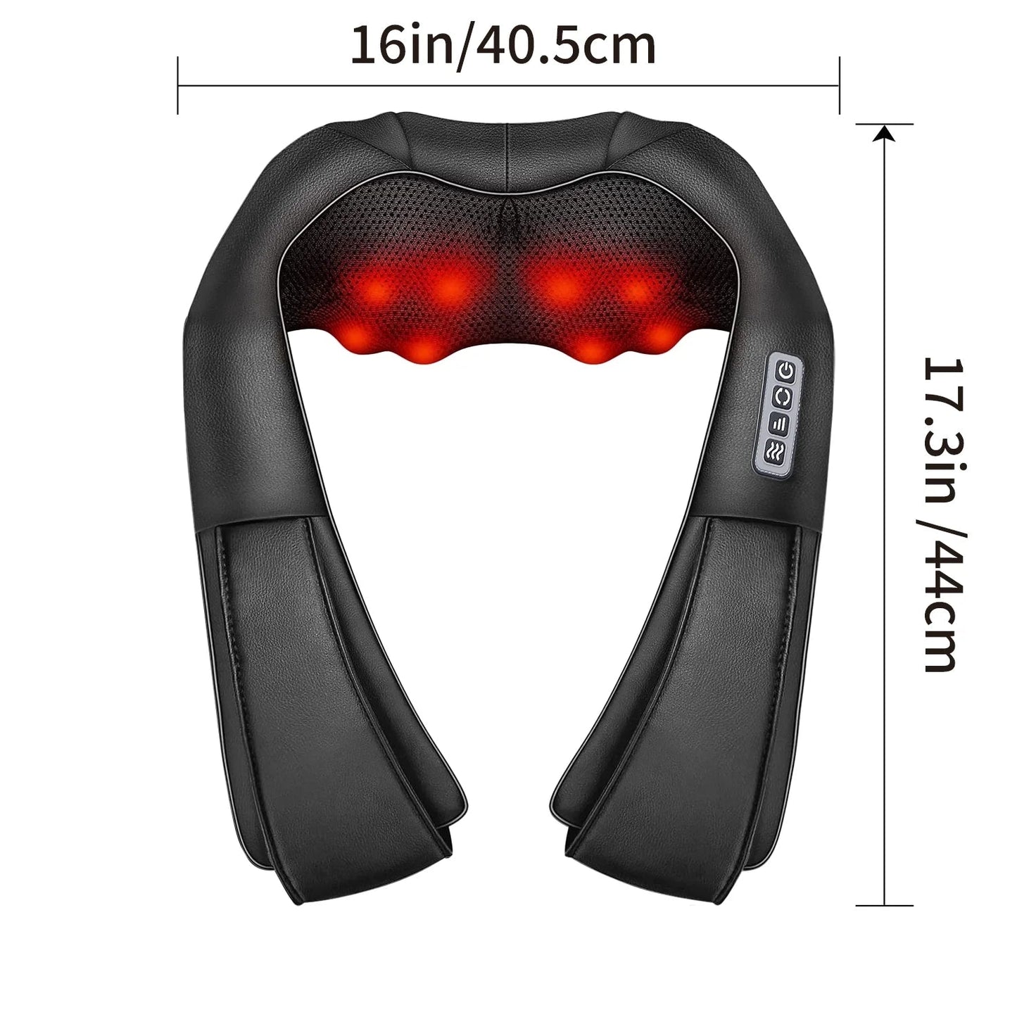 Shiatsu deep tissue neck, shoulder, and back massager with heat and 4D kneading electric massage device in black ergonomic design