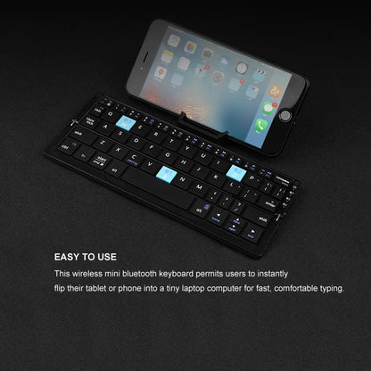 Black Pocket Foldable mini Bluetooth keyboard with stand for mobile phones and tablets