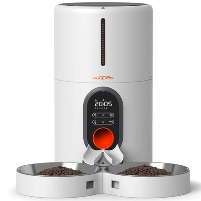 WOPET automatic 4L dual bowl pet feeder with voice recording and digital timer for small pets