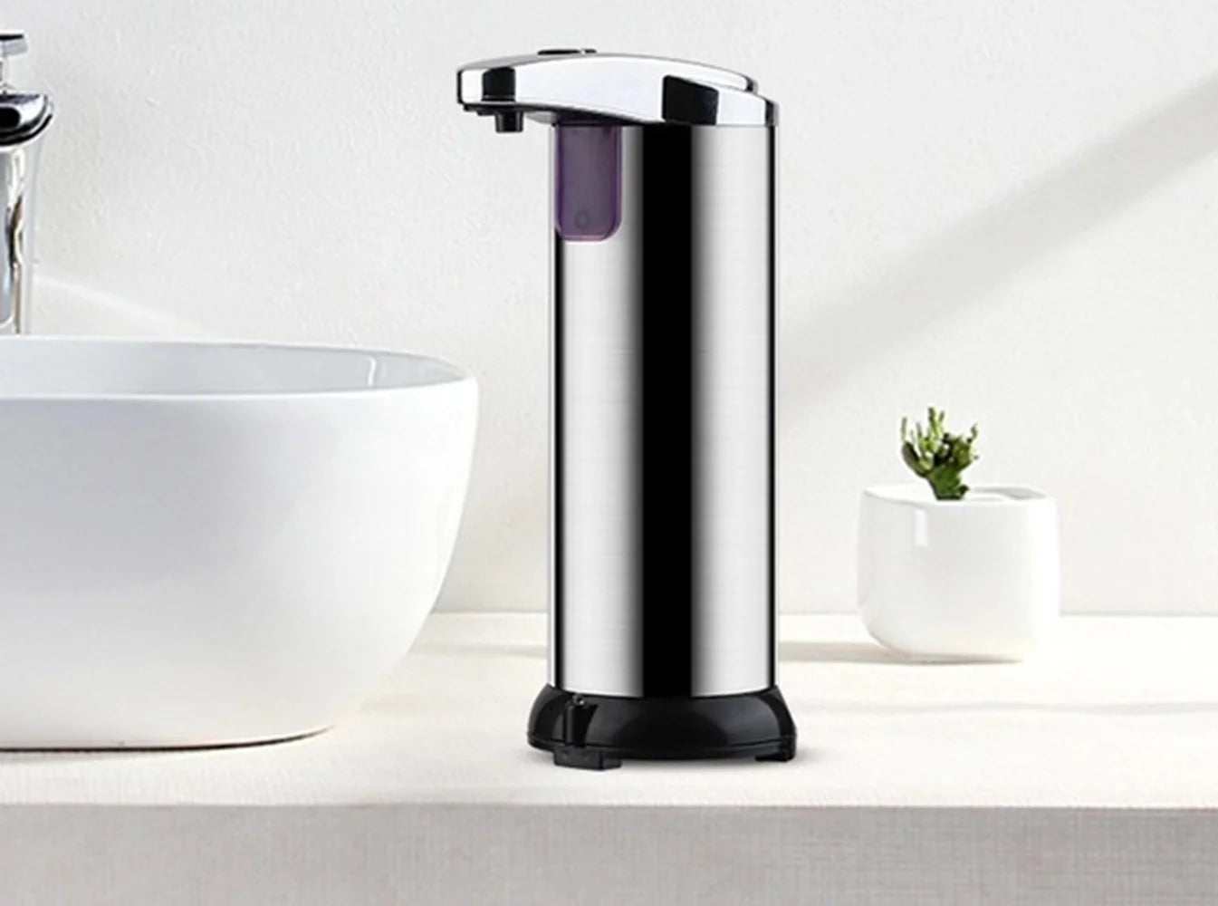 Stainless steel automatic liquid soap dispenser with touchless infrared sensor and non-drip nozzle