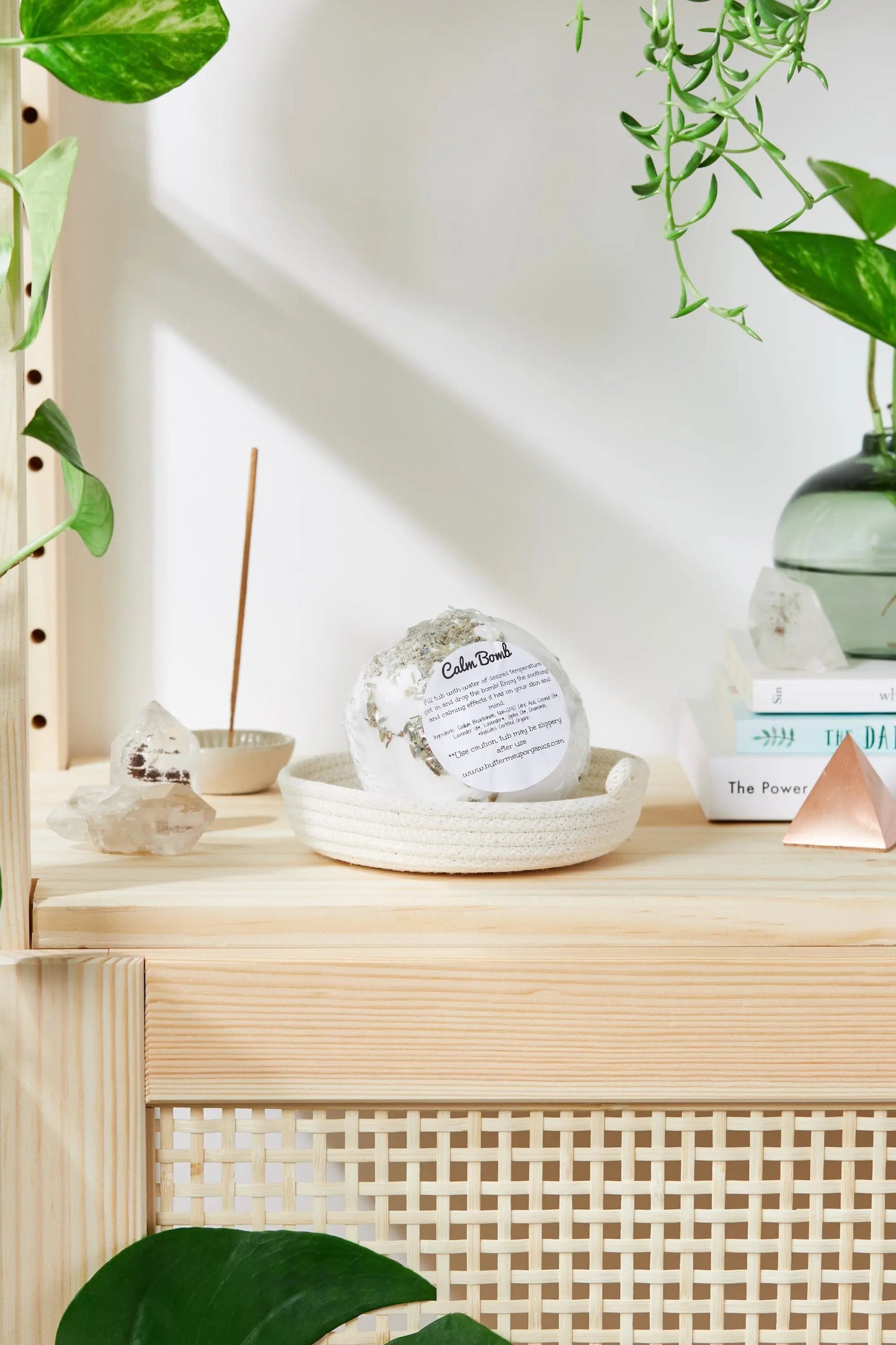 Organic Bath Bomb Calm Bomb- TWO SIZES lavender and chamomile bath White Smokey