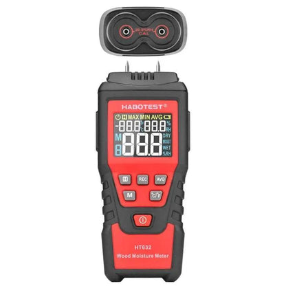 HABOTEST HT632 portable digital wood moisture meter with embedded probe and color display