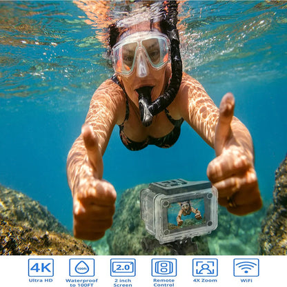 4K  Waterproof All Digital UHD WiFi Camera + RF Remote And Accessories Salmon Lucky