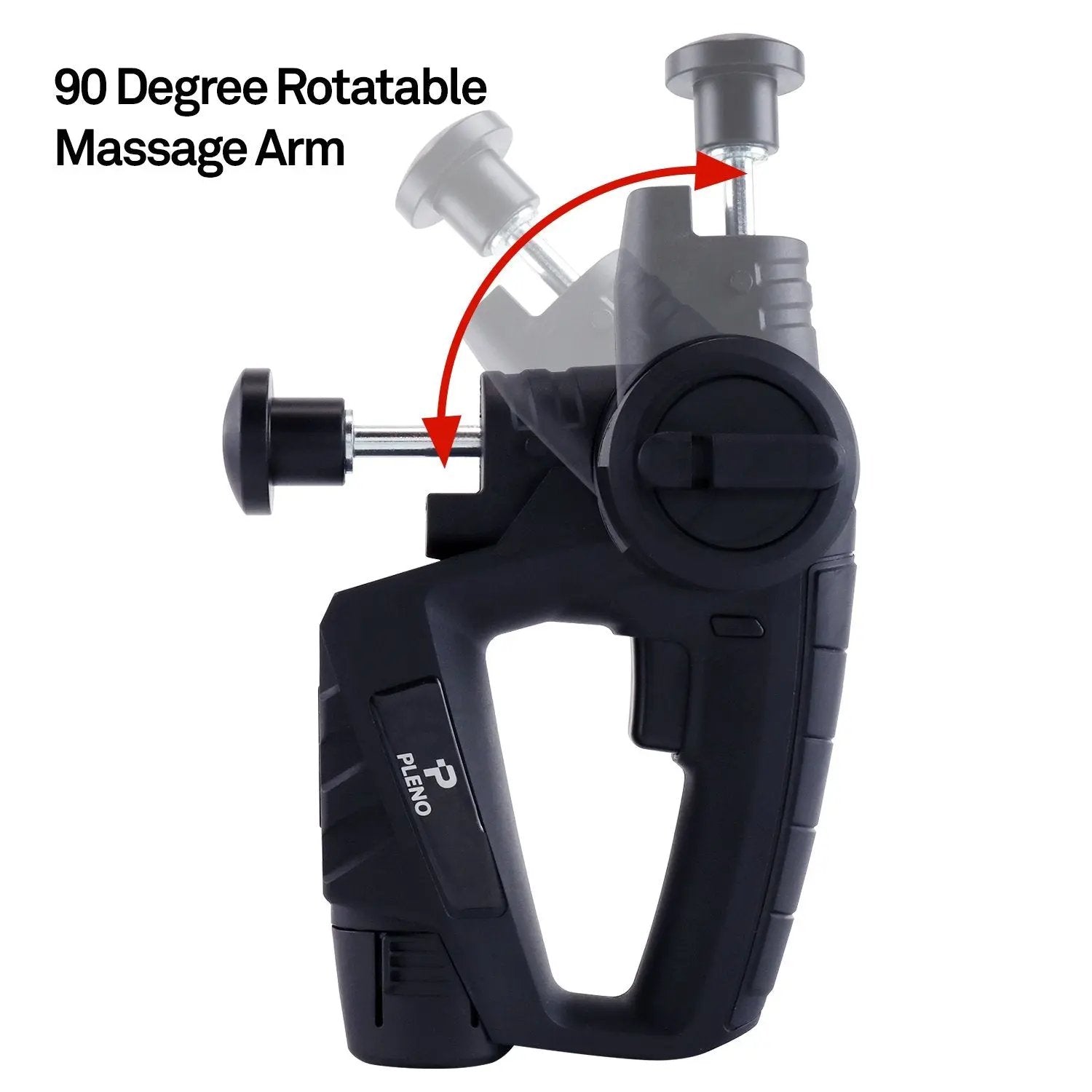 Pleno Massage Gun with 90-degree rotatable arm handheld deep tissue massager for muscle pain relief