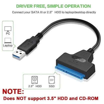 USB 3.0 TO SATA 2.5 Inch SSD HDD Hard Drive Adapter For Laptop Desktop