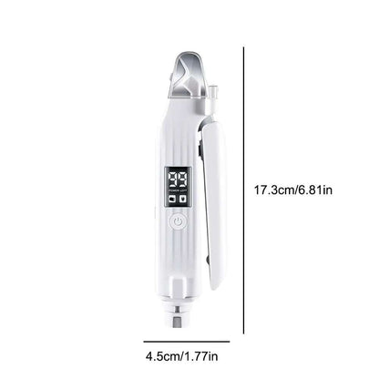 Compact rechargeable electric pet nail tool with LED lights, safety lock, and digital battery display for precise grooming