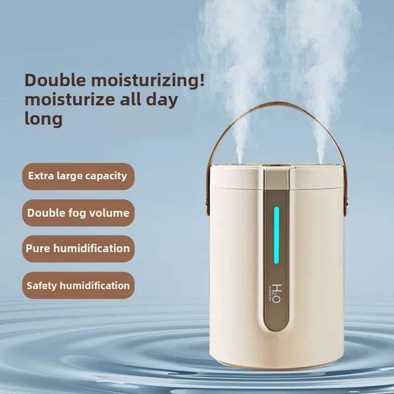 Beige rechargeable wireless air humidifier with 2500ML water tank and double mist spray