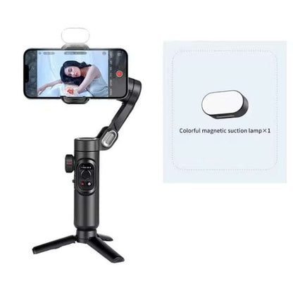 AOCHUAN 3-Axis handheld smartphone gimbal stabilizer with magnetic RGB fill light and tripod stand for smooth video and face tracking