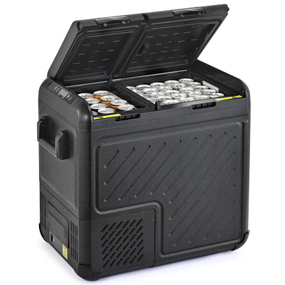 58 Qt dual zone portable car fridge freezer with independent temperature control and fast cooling