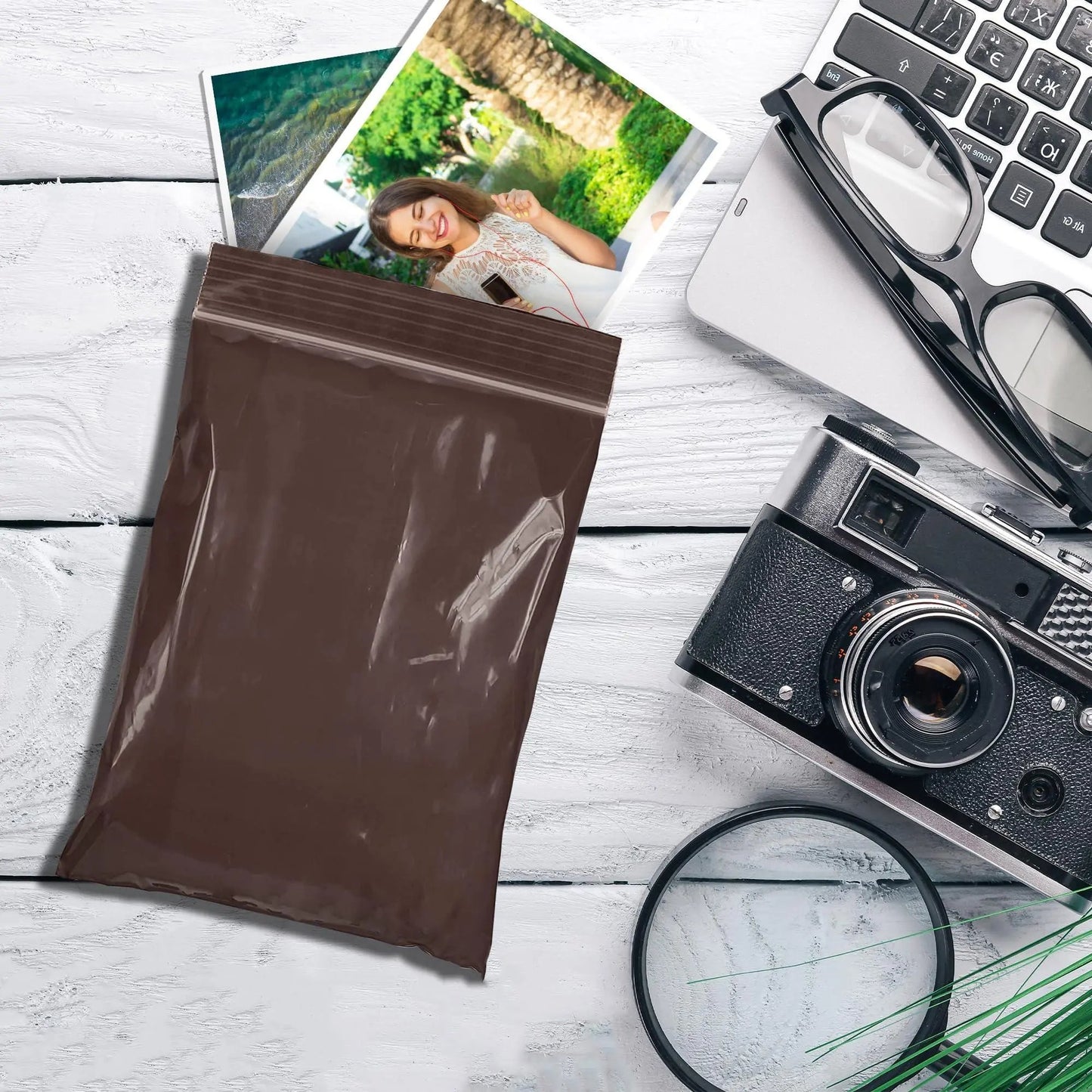 Amber Zip Bags 6 x 8 Brown Poly Zip Bags for Storage 100 Pack