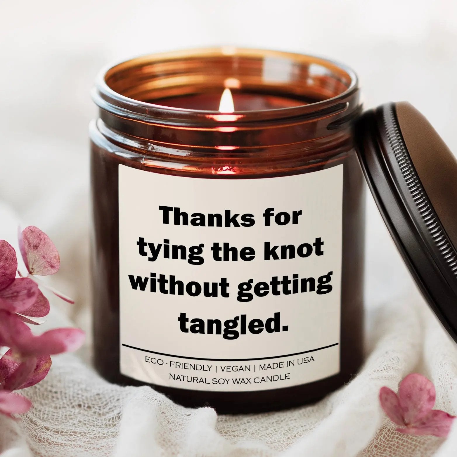 Thanks for tying the knot without getting tangled Candle Red Alcestis