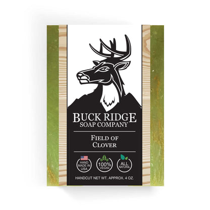 Field of Clover handmade soap by Buck Ridge with natural, vegan ingredients and fresh clover scent