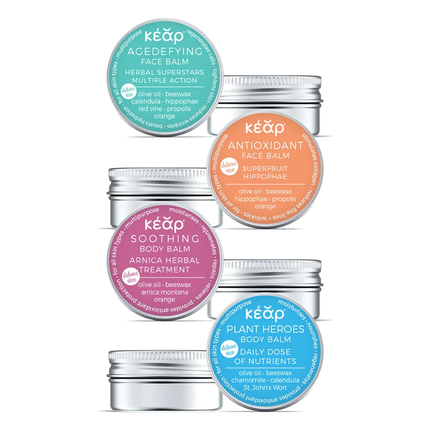 Kear Mini Balm Collection: Travel-Sized Skincare Bliss, Pack Of Four
