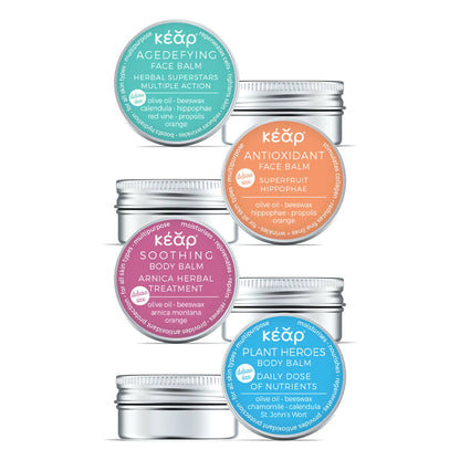 Kear Mini Balm Collection: Travel-Sized Skincare Bliss, Pack Of Four