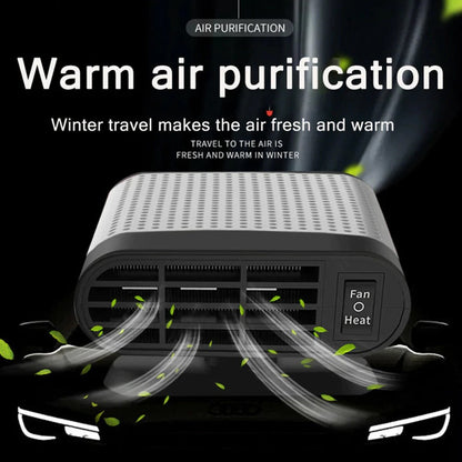 Powerful car heater and fan defroster with air purification and dual heating and cooling functions