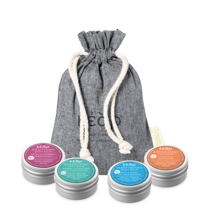 Kear Mini Balm Collection: Travel-Sized Skincare Bliss, Pack Of Four