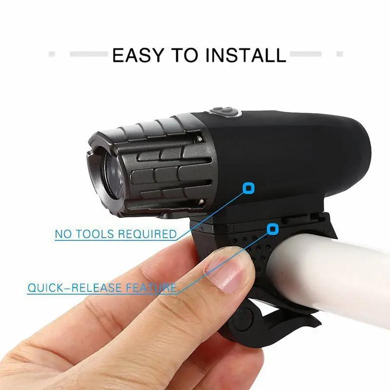 USB Rechargeable Head & Tail Light Set, 4 Modes, LED Ivory Coeus