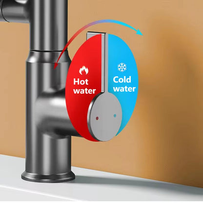 Digital display LED basin faucet with 360-degree rotation and hot cold water mixer