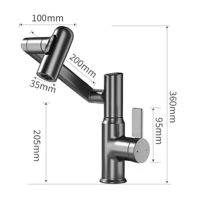 Digital Display LED Basin Faucet with 360-degree rotation, multi-function sprayer, and temperature control in sleek stainless steel design