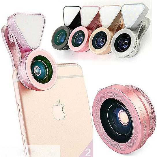 Glow Face 3-in-1 clip-on photo lens with LED fill light for selfies in glowing pink