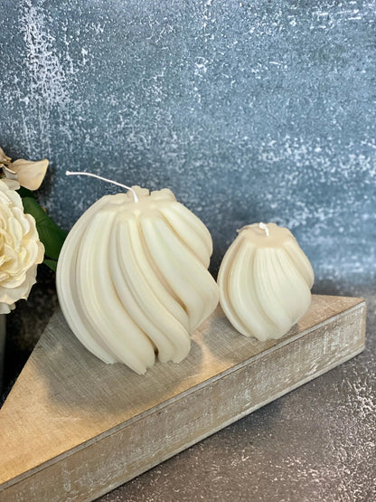 Ribbed Twirl Candle - Handcrafted Soy Wax Decorative Accent