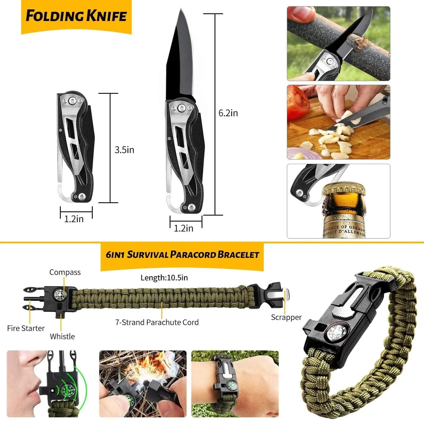 Military Outdoor 60 in 1 Emergency Survival Kit Puce Achilles
