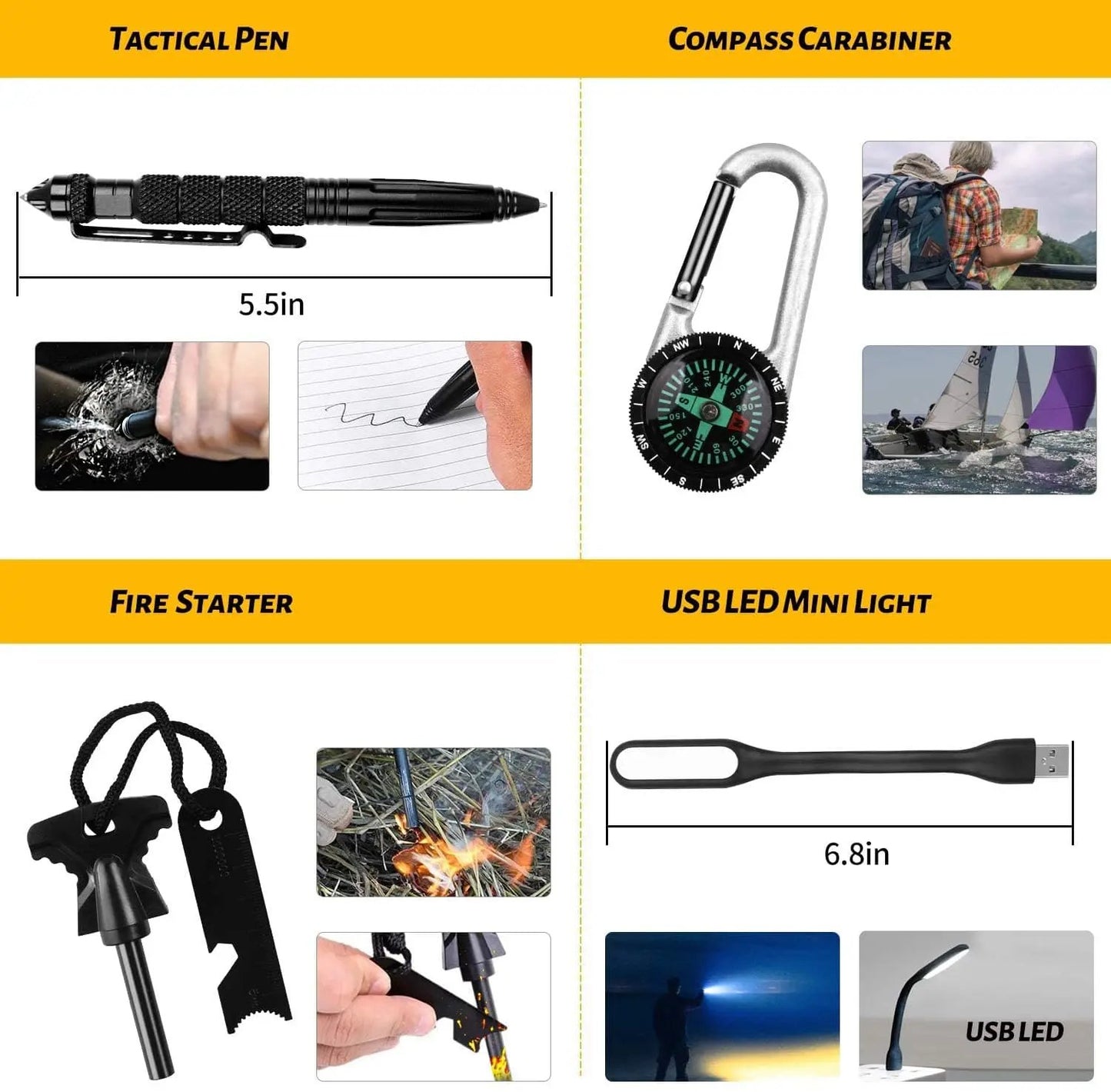 Military Outdoor 60 in 1 Emergency Survival Kit Puce Achilles